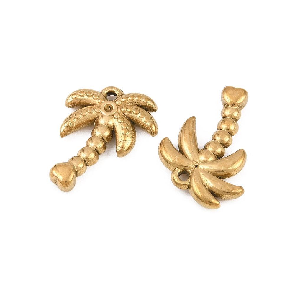 RVS Bedel Palmboom Setting voor Strass Goud 16.5x12mm - per stuk-Bedels-Kraaltjes van Renate