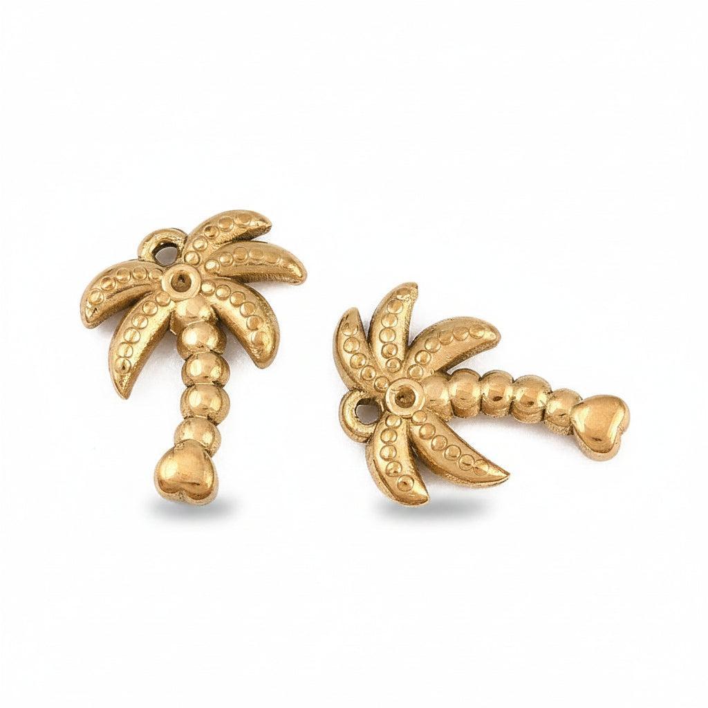 RVS Bedel Palmboom Setting voor Strass Goud 16.5x12mm - per stuk-Bedels-Kraaltjes van Renate
