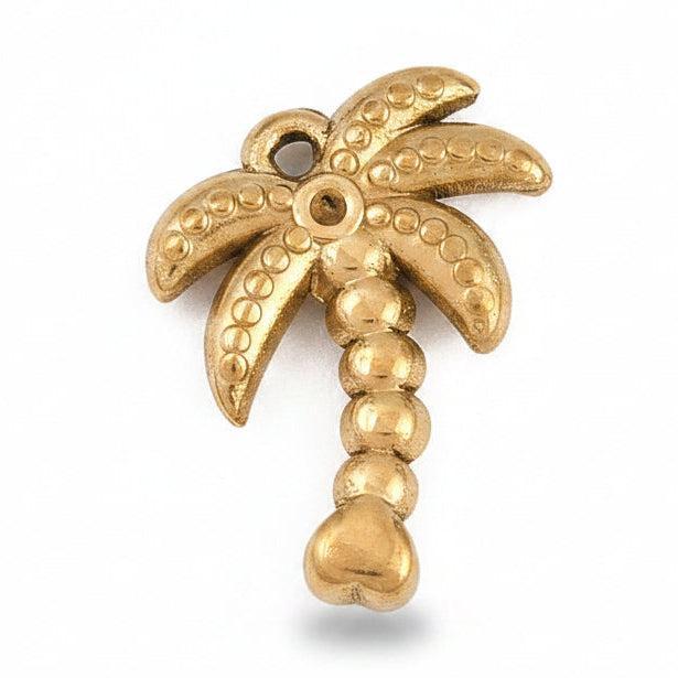 RVS Bedel Palmboom Setting voor Strass Goud 16.5x12mm - per stuk-Bedels-Kraaltjes van Renate