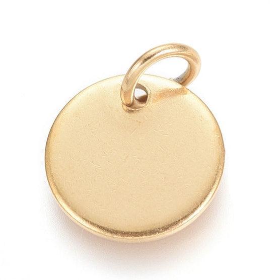 Stainless Steel Bedel Glad Muntje Goud 10mm - per stuk-Bedels-Kraaltjes van Renate