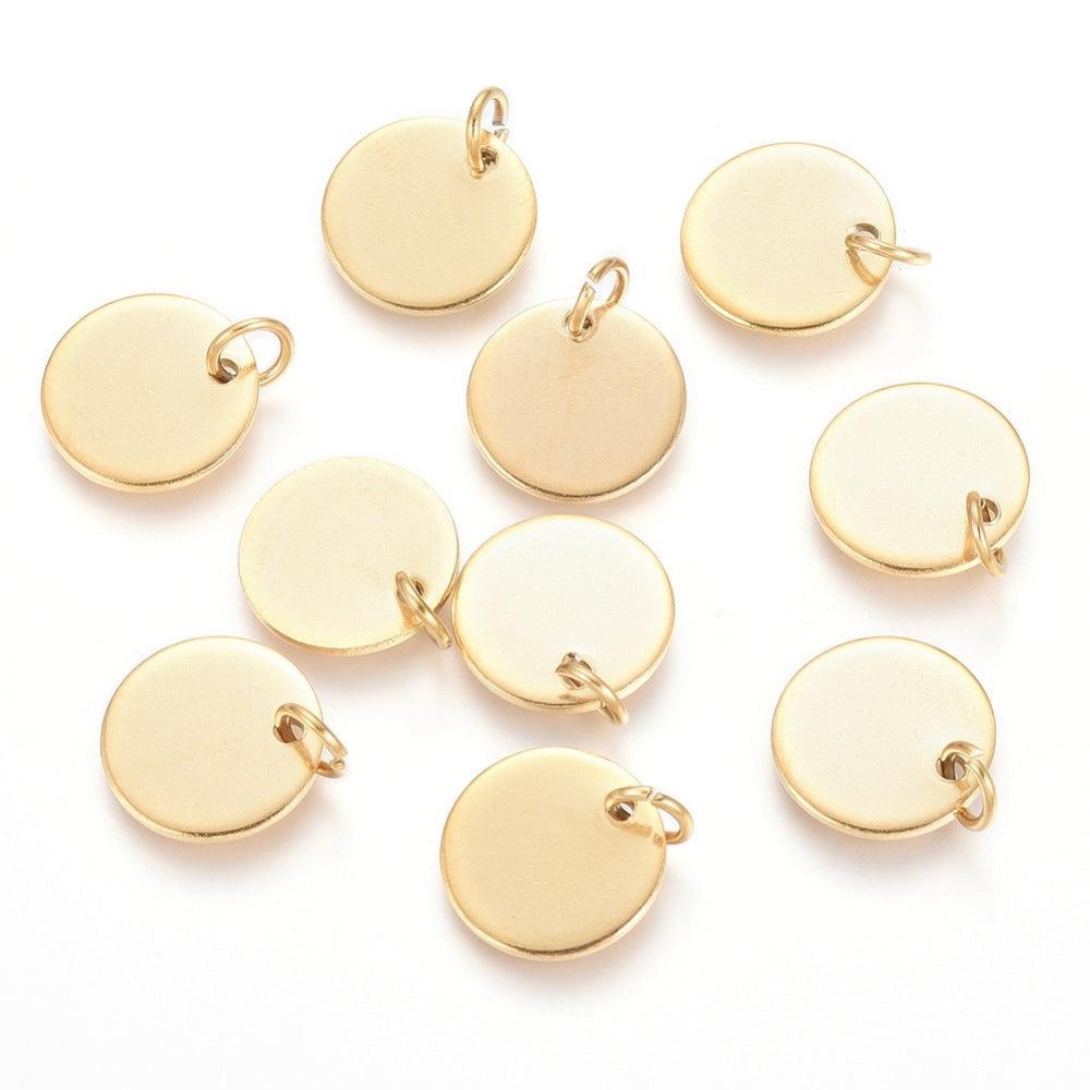 Stainless Steel Bedel Glad Muntje Goud 12mm - per stuk-Bedels-Kraaltjes van Renate