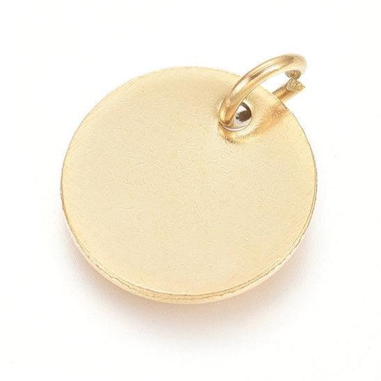 Stainless Steel Bedel Glad Muntje Goud 12mm - per stuk-Bedels-Kraaltjes van Renate