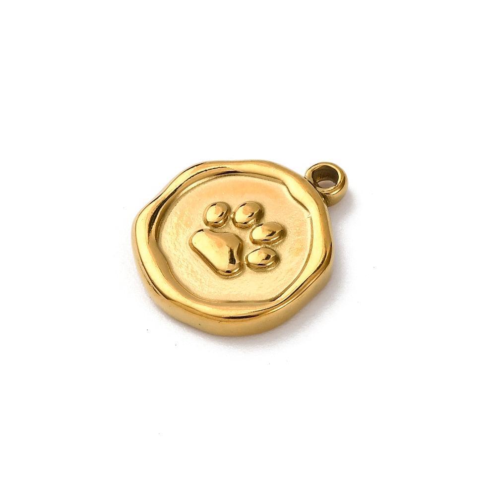 Bedel Pootje RVS Goud 13mm - per stuk-bedels-Kraaltjes van Renate