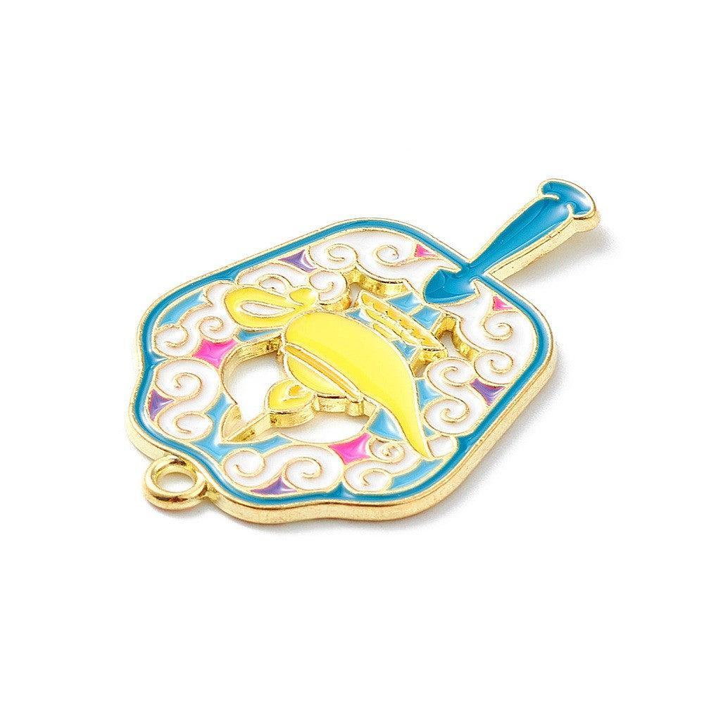 Bedel Prinses en Olielamp Emaille / Goud 38mm - per stuk-bedels-Kraaltjes van Renate