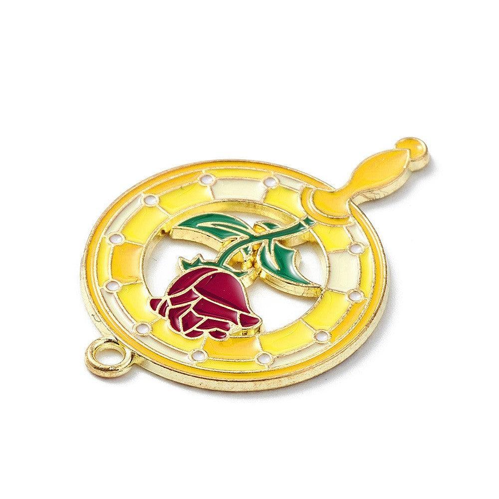 Bedel Prinses en Roos Emaille / Goud 38mm - per stuk-bedels-Kraaltjes van Renate