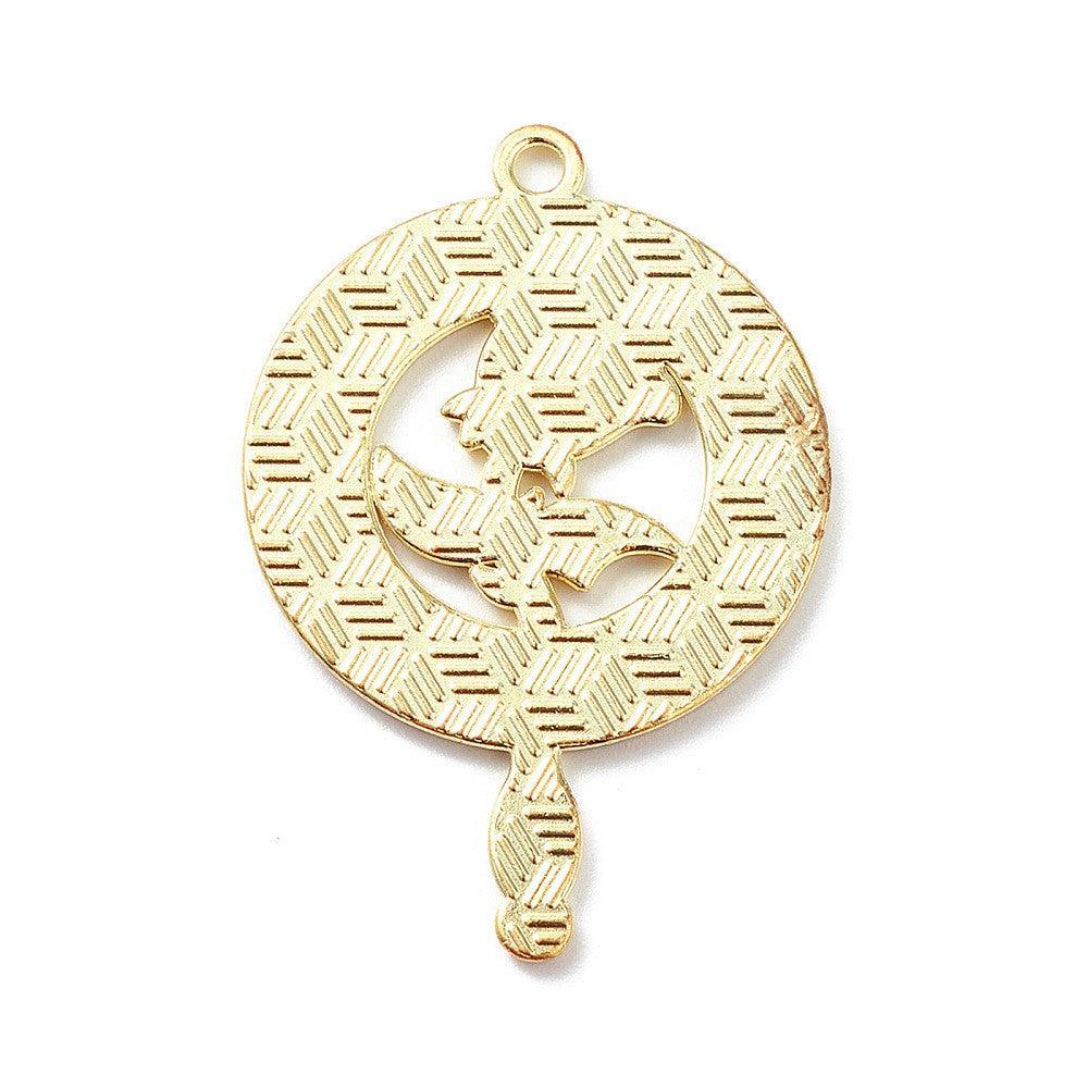 Bedel Prinses en Roos Emaille / Goud 38mm - per stuk-bedels-Kraaltjes van Renate