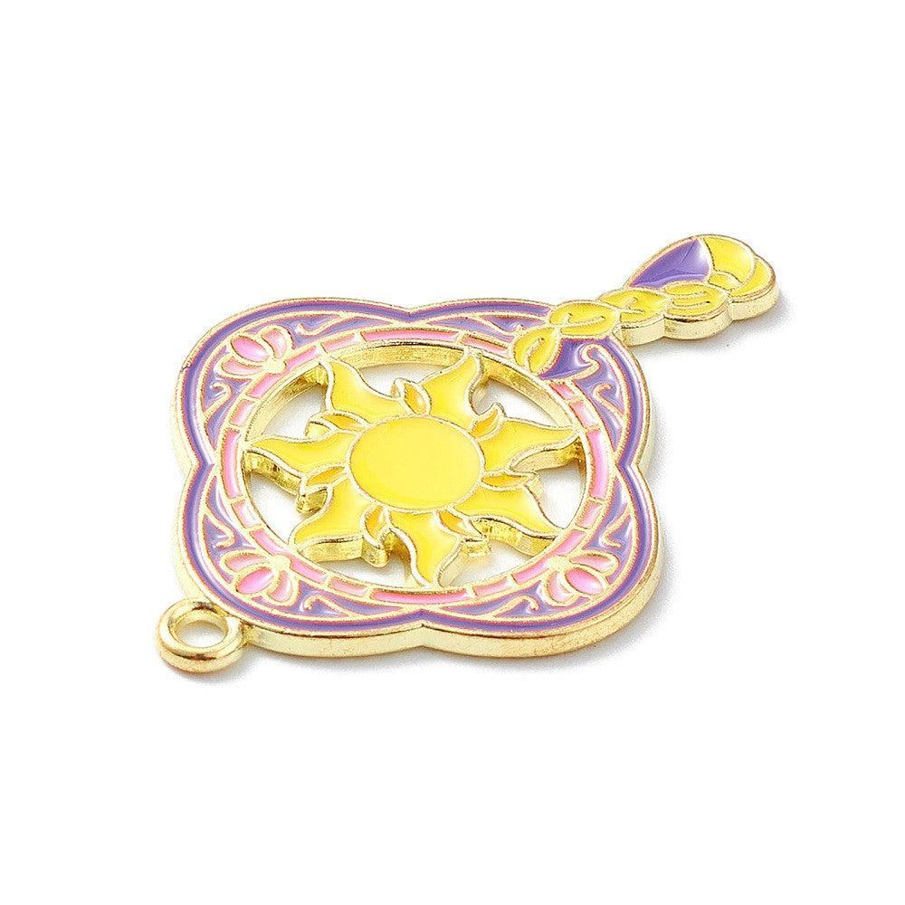 Bedel Prinses en Zon Emaille / Goud 38mm - per stuk-bedels-Kraaltjes van Renate