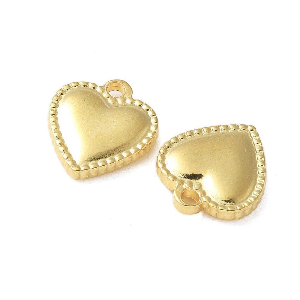 Bedel RVS 18K goud hartje 14,5mm- per stuk-bedels-Kraaltjes van Renate