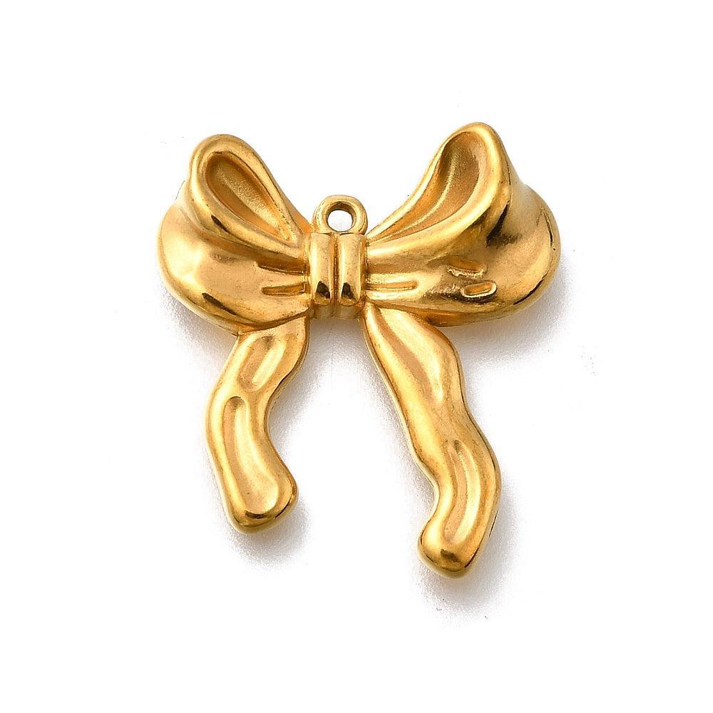 Bedel RVS 18K goud strik 25mm- per stuk-bedels-Kraaltjes van Renate