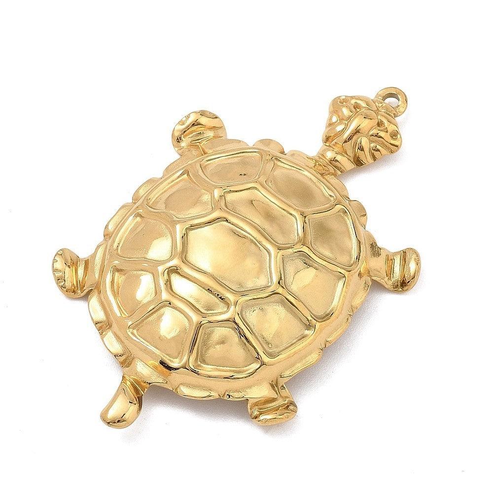 Bedel Schildpad RVS Goud 57mm - per stuk-Bedels-Kraaltjes van Renate
