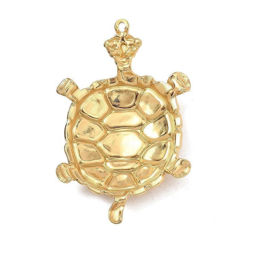 Bedel Schildpad RVS Goud 57mm - per stuk-Bedels-Kraaltjes van Renate