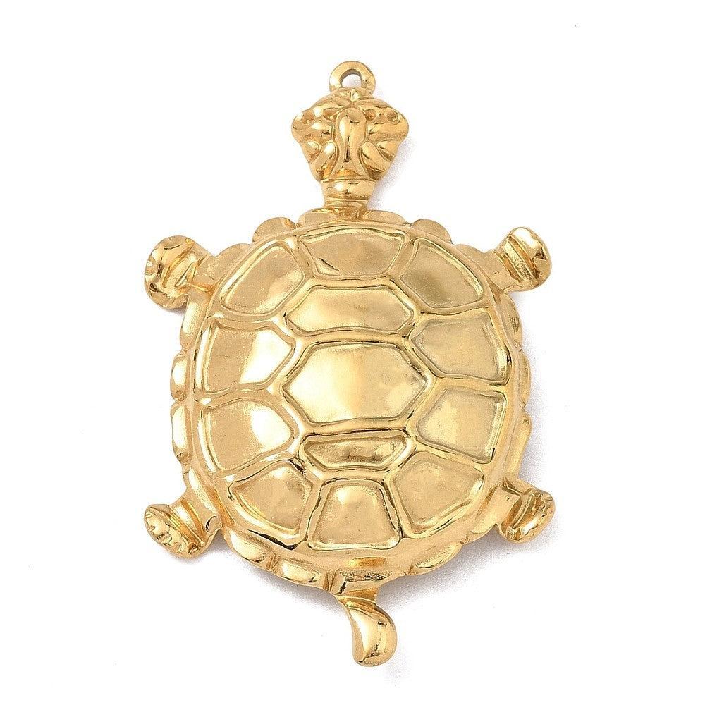 Bedel Schildpad RVS Goud 57mm - per stuk-Bedels-Kraaltjes van Renate