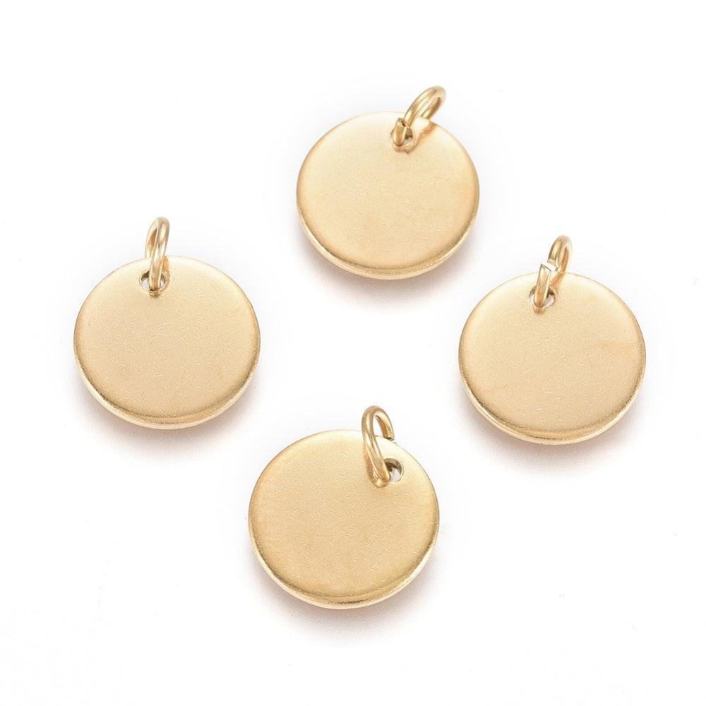 Bedel RVS Stempel Tag Rond Goud 12mm - per stuk-Bedels-Kraaltjes van Renate
