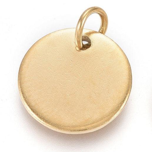 Bedel RVS Stempel Tag Rond Goud 12mm - per stuk-Bedels-Kraaltjes van Renate