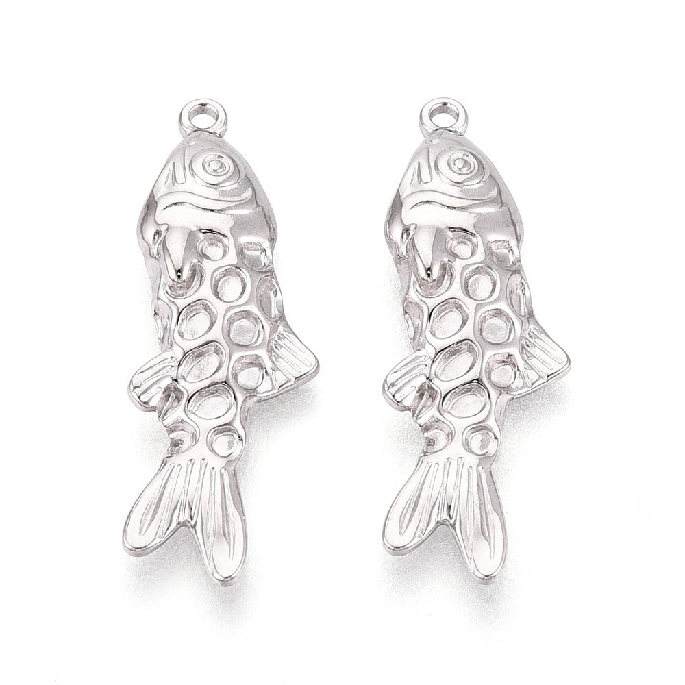 Bedel RVS Vis Zilver 36mm - per stuk-Bedels-Kraaltjes van Renate