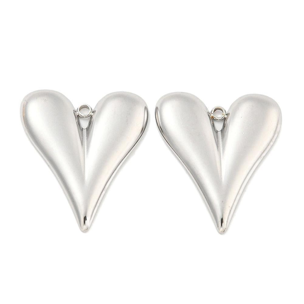 Bedel RVS Zilver hart 29mm -per stuk-bedels-Kraaltjes van Renate