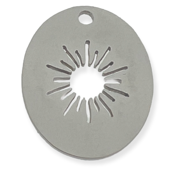 Bedel RVS ovaal zon zilver 16x14mm-bedels-Kraaltjes van Renate