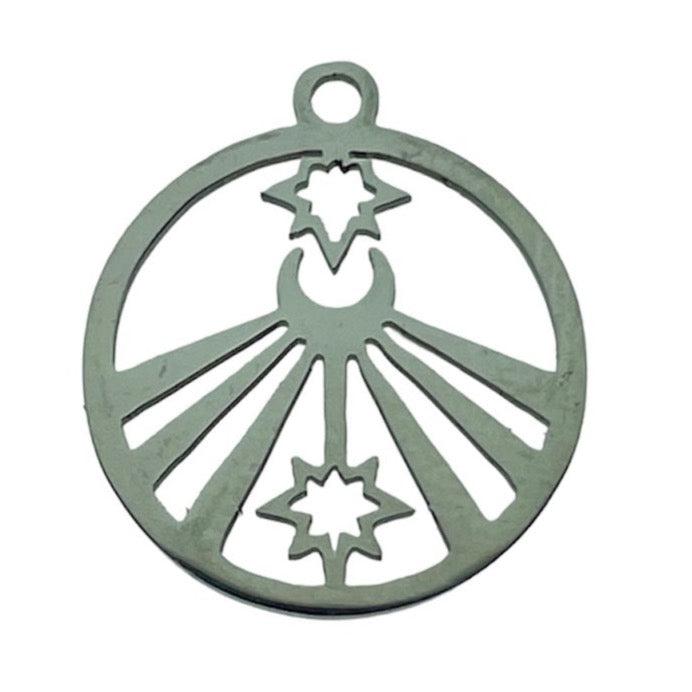 Bedel RVS zilver munt maan/ster 17x15x0.8mm-bedels-Kraaltjes van Renate