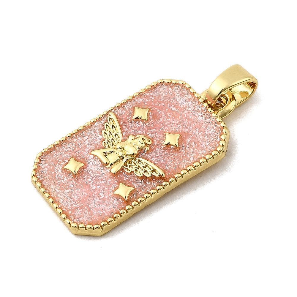 Bedel Rechthoek Engel Emaille 27,5mm – per stuk-bedels-Kraaltjes van Renate