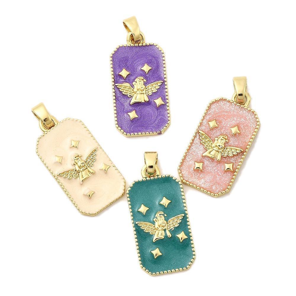 Bedel Rechthoek Engel Emaille 27,5mm – per stuk-bedels-Kraaltjes van Renate