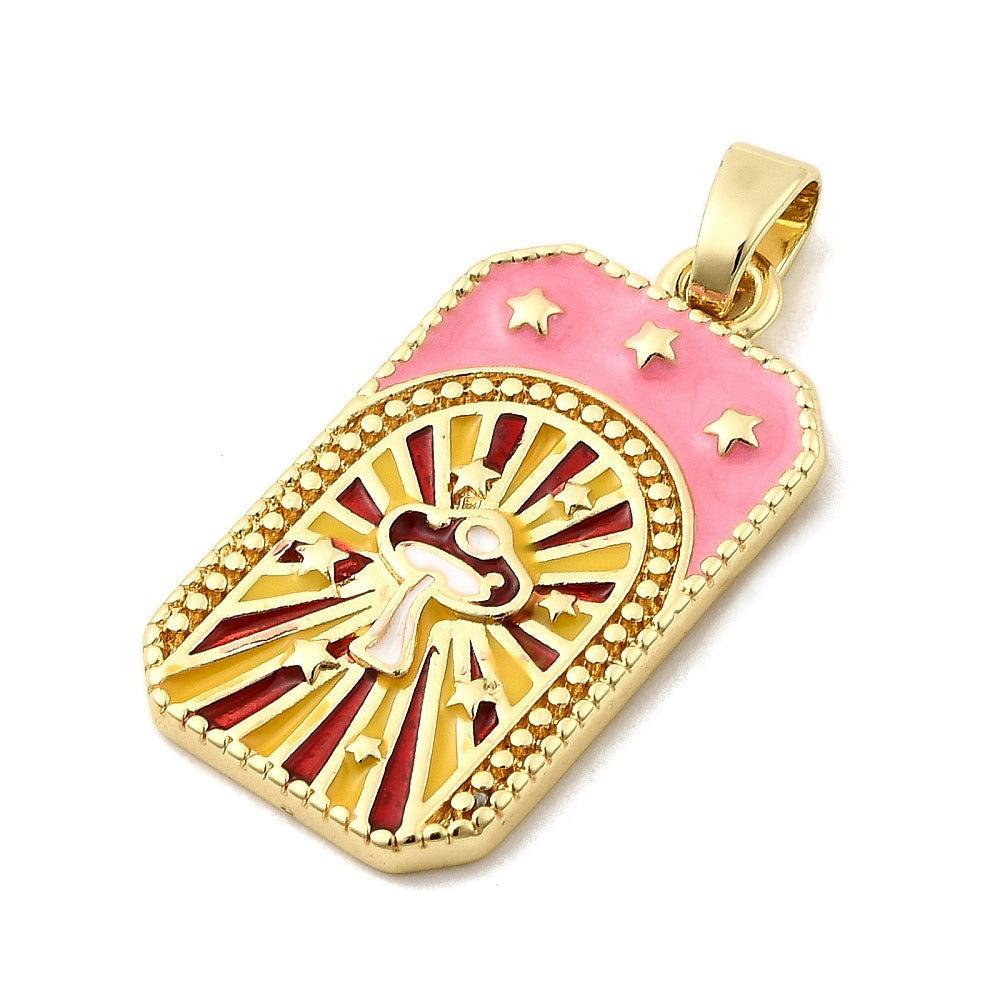 Bedel Rechthoek Paddenstoel Emaille 28,5mm – per stuk-bedels-Kraaltjes van Renate