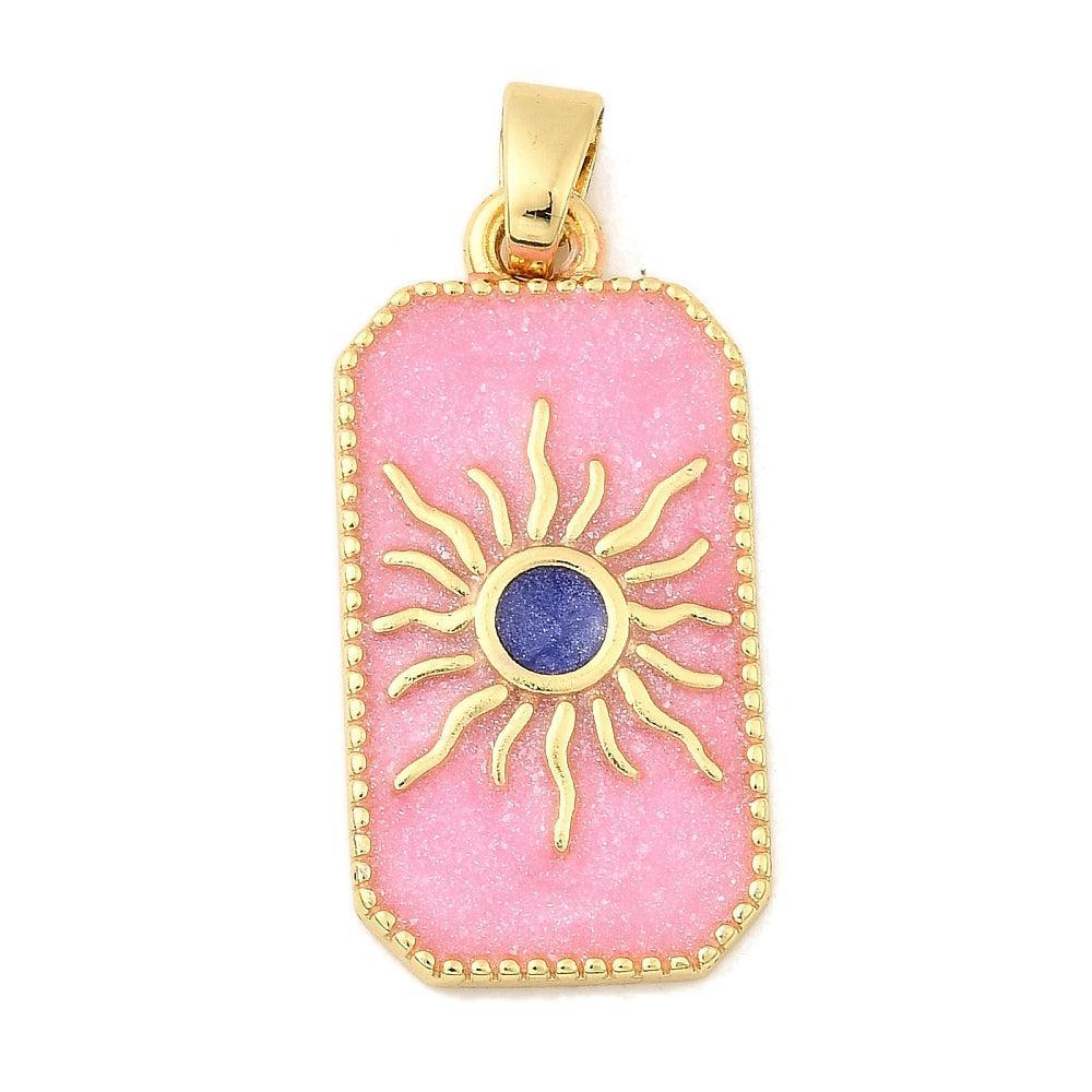 Bedel Rechthoek Zon Emaille 27,5mm – per stuk-bedels-Kraaltjes van Renate