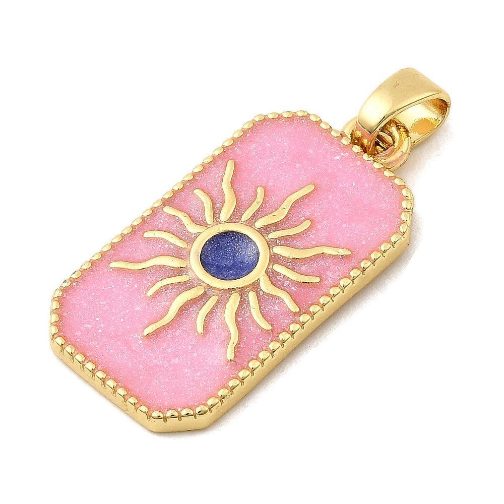 Bedel Rechthoek Zon Emaille 27,5mm – per stuk-bedels-Kraaltjes van Renate