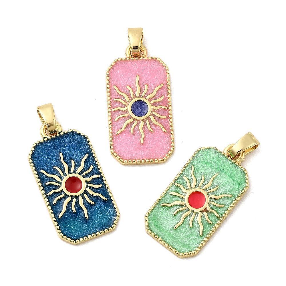 Bedel Rechthoek Zon Emaille 27,5mm – per stuk-bedels-Kraaltjes van Renate