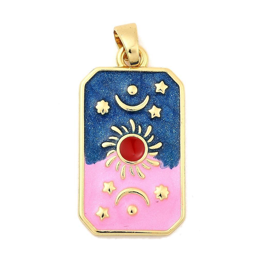 Bedel Rechthoek Zon Emaille 28,5mm – per stuk-bedels-Kraaltjes van Renate