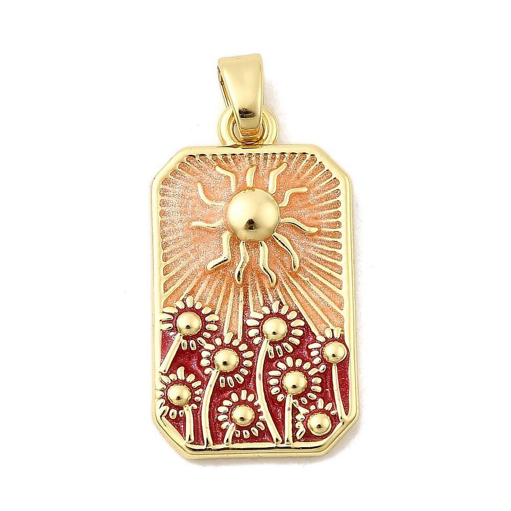 Bedel Rechthoek Zon Emaille 28,5mm – per stuk-bedels-Kraaltjes van Renate