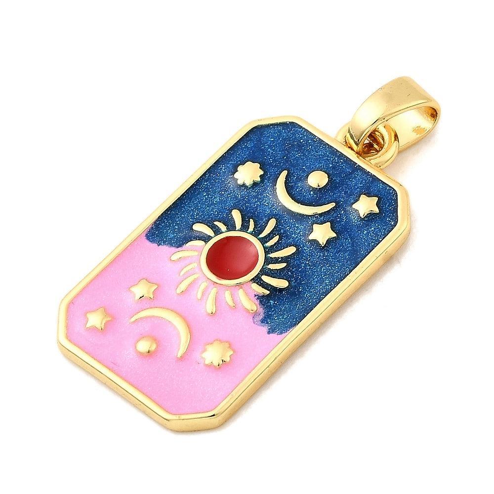 Bedel Rechthoek Zon Emaille 28,5mm – per stuk-bedels-Kraaltjes van Renate