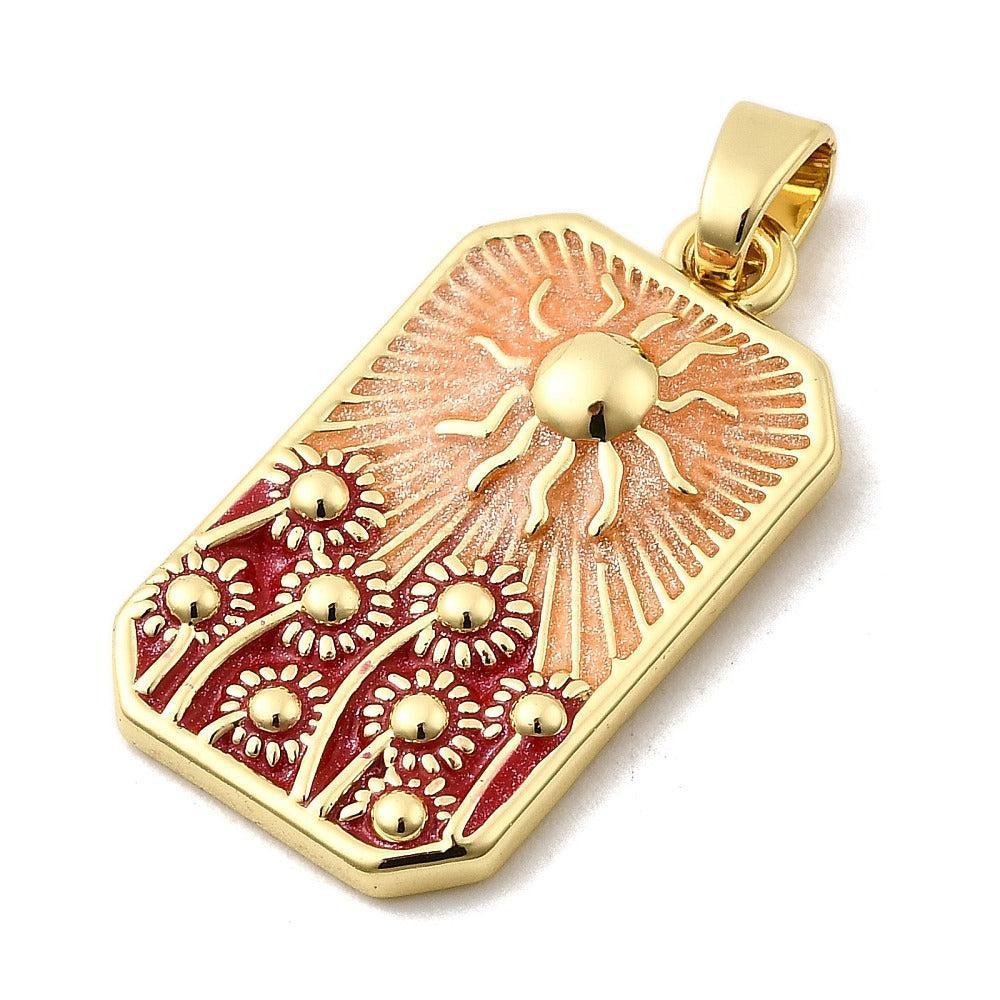 Bedel Rechthoek Zon Emaille 28,5mm – per stuk-bedels-Kraaltjes van Renate