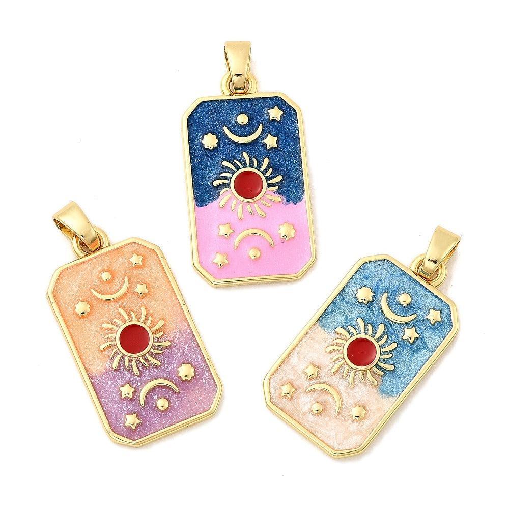 Bedel Rechthoek Zon Emaille 28,5mm – per stuk-bedels-Kraaltjes van Renate