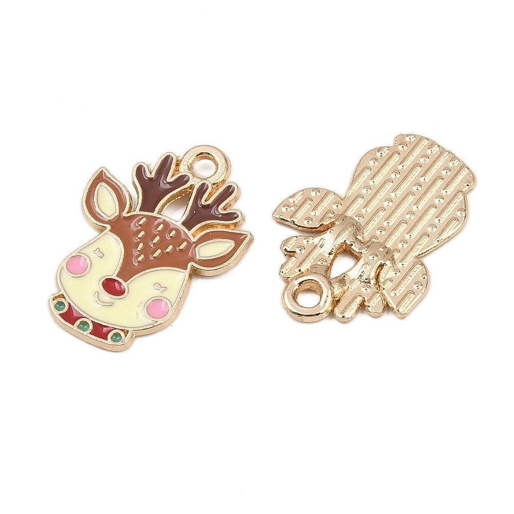 Bedel Rendier Emaille / Goud 21mm - per stuk-bedels-Kraaltjes van Renate