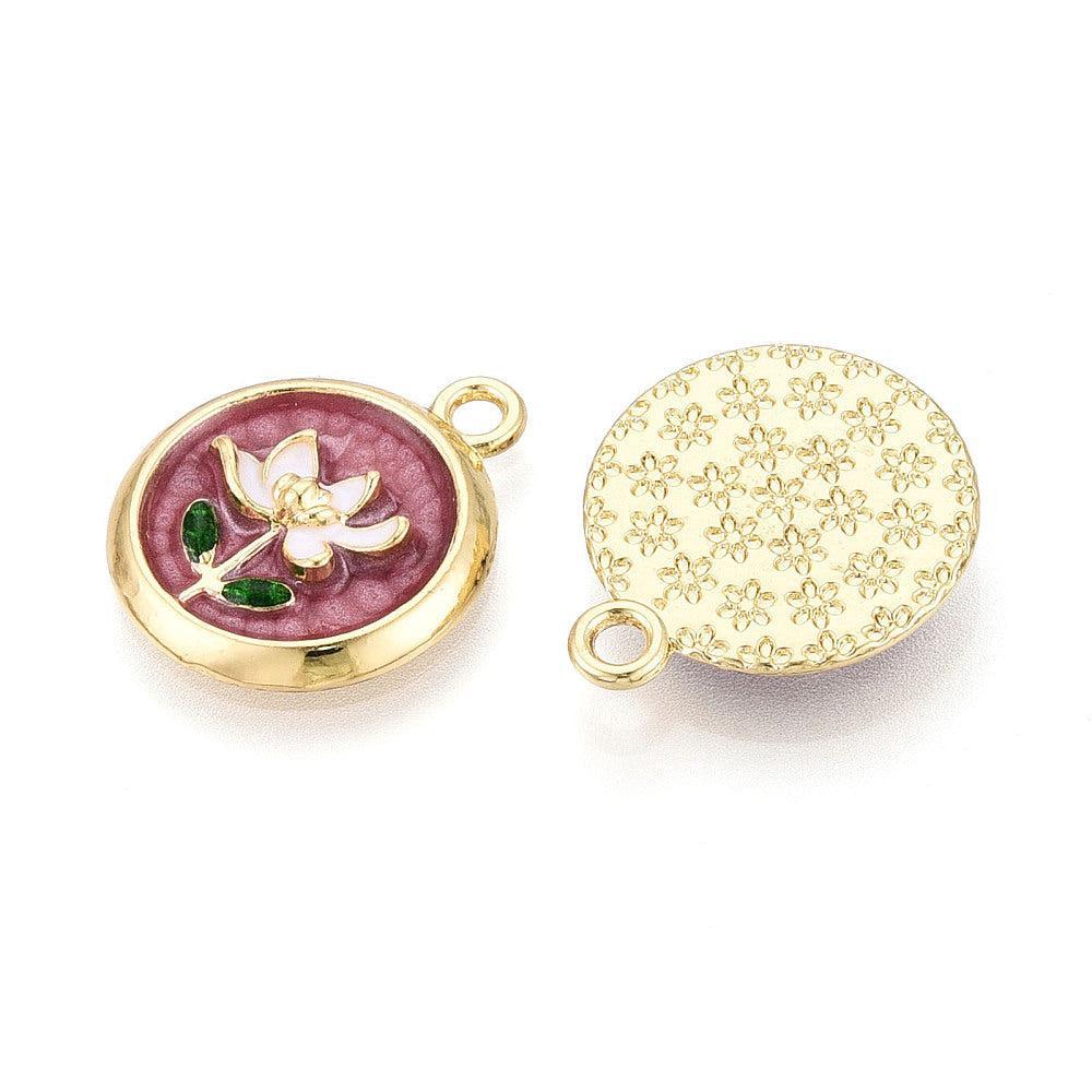 Bedel Rond Bloem Emaille 21,5mm – per stuk-bedels-Kraaltjes van Renate