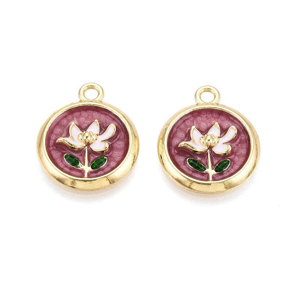 Bedel Rond Bloem Emaille 21,5mm – per stuk-bedels-Kraaltjes van Renate