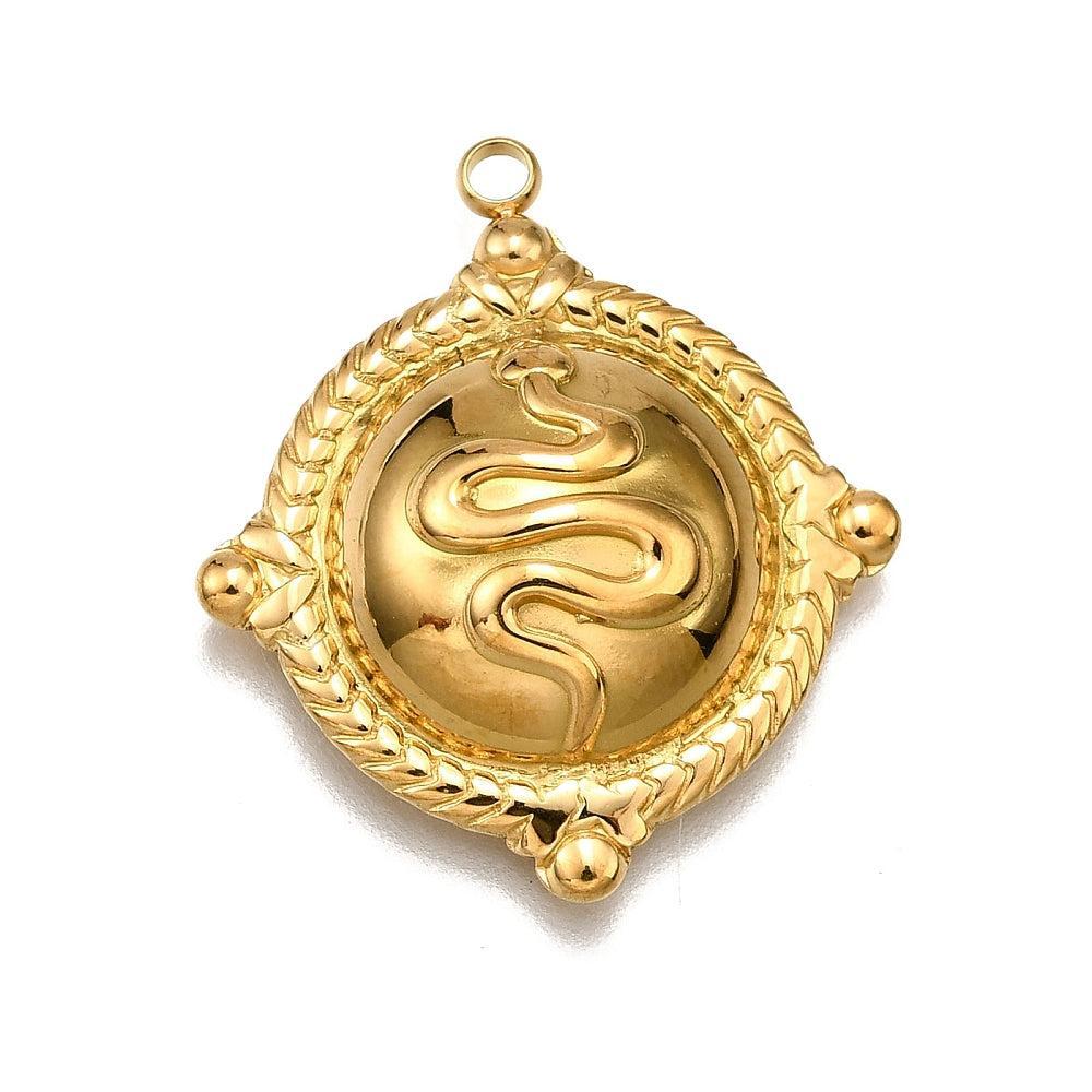 Bedel Rond Slang Stainless steel 18K Goud 26,5mm - per stuk-bedels-Kraaltjes van Renate