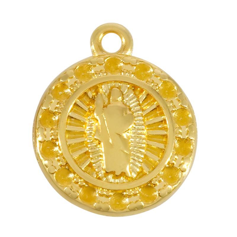 Bedel Rond jezus Goud 24kr DQ 15mm-bedels-Kraaltjes van Renate