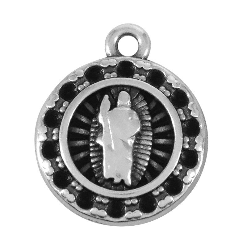 Bedel Rond jezus Zilver 24kr DQ 15mm-bedels-Kraaltjes van Renate