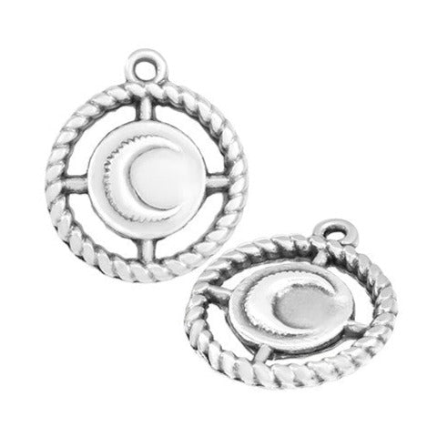 Bedel Ronde munt met maan Zilver DQ 18mm-bedels-Kraaltjes van Renate