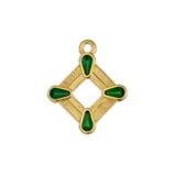 Bedel Ruitje Groen-Goud 24K DQ 16x19mm-bedels-Kraaltjes van Renate