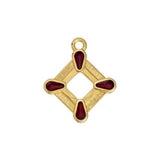 Bedel Ruitje Rood-Goud 24K DQ 16x19mm-bedels-Kraaltjes van Renate