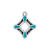 Bedel Ruitje Turquoise-Zilver DQ 16x19mm-bedels-Kraaltjes van Renate