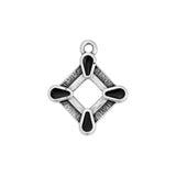 Bedel Ruitje Zwart-Zilver DQ 16x19mm-bedels-Kraaltjes van Renate