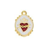 Bedel Sacred heart wit-Goud 24K DQ 14x20mm-bedels-Kraaltjes van Renate