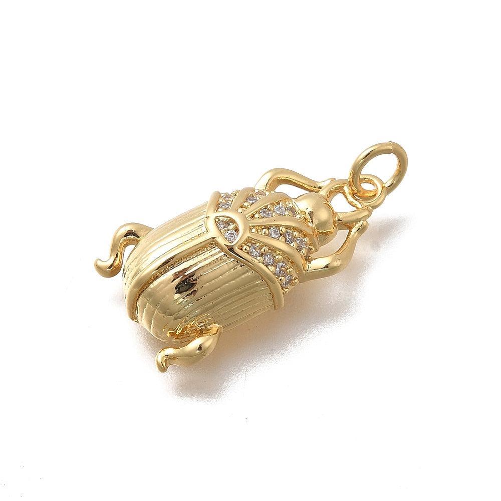 Bedel Scarabee Zirkonia met 18K Goud Plating 22mm – per stuk-bedels-Kraaltjes van Renate