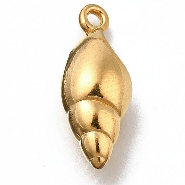Bedel conch RVS 18K Goud 22,5mm - per stuk-Bedels-Kraaltjes van Renate