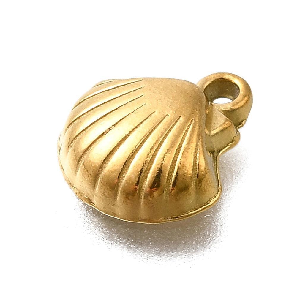 Bedel Schelp Goud RVS 10mm - per stuk-Bedels-Kraaltjes van Renate