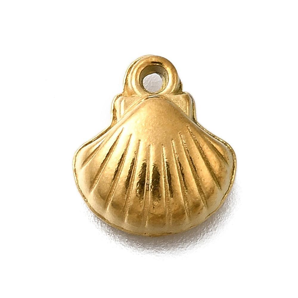 Bedel Schelp Goud RVS 10mm - per stuk-Bedels-Kraaltjes van Renate