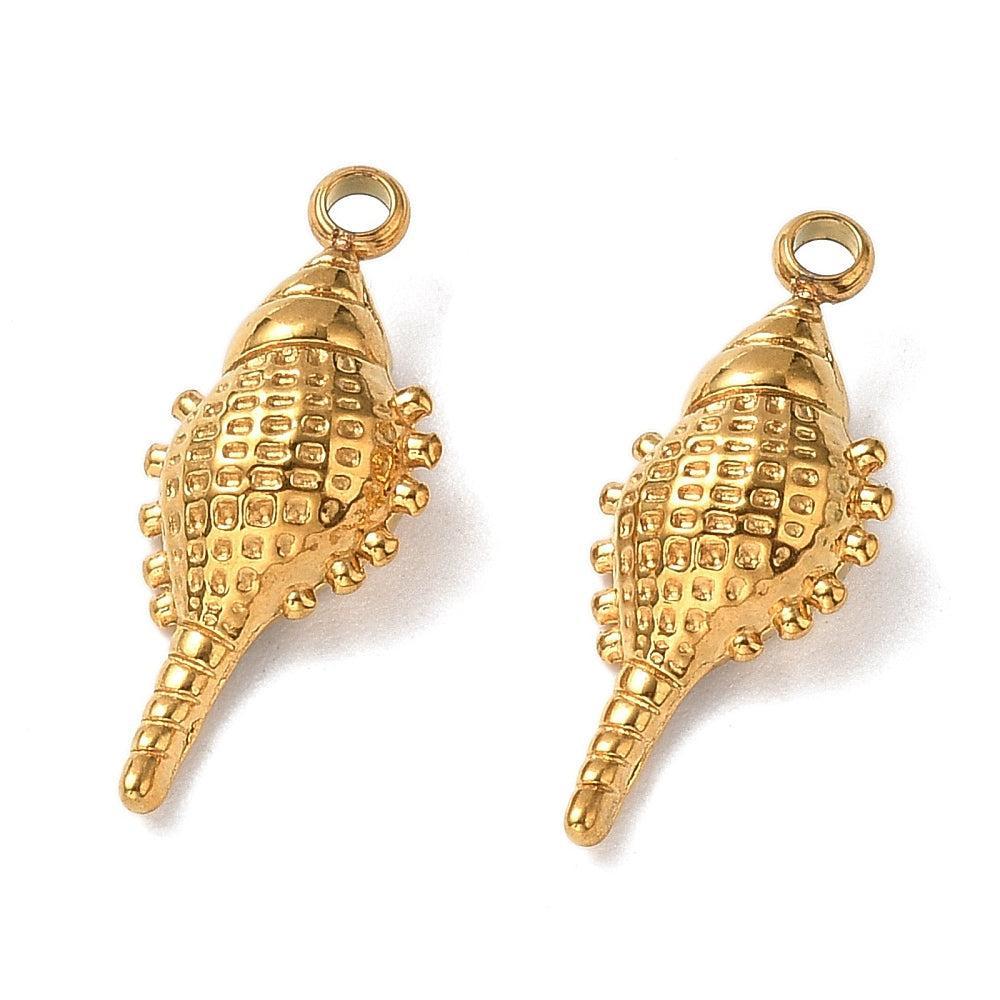 Bedel Schelp Goud RVS 20,5x8,5mm-bedels-Kraaltjes van Renate